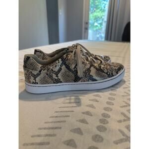 Clarks womens Pawley Springs Sneaker, Taupe Snake Synthetic size 9
